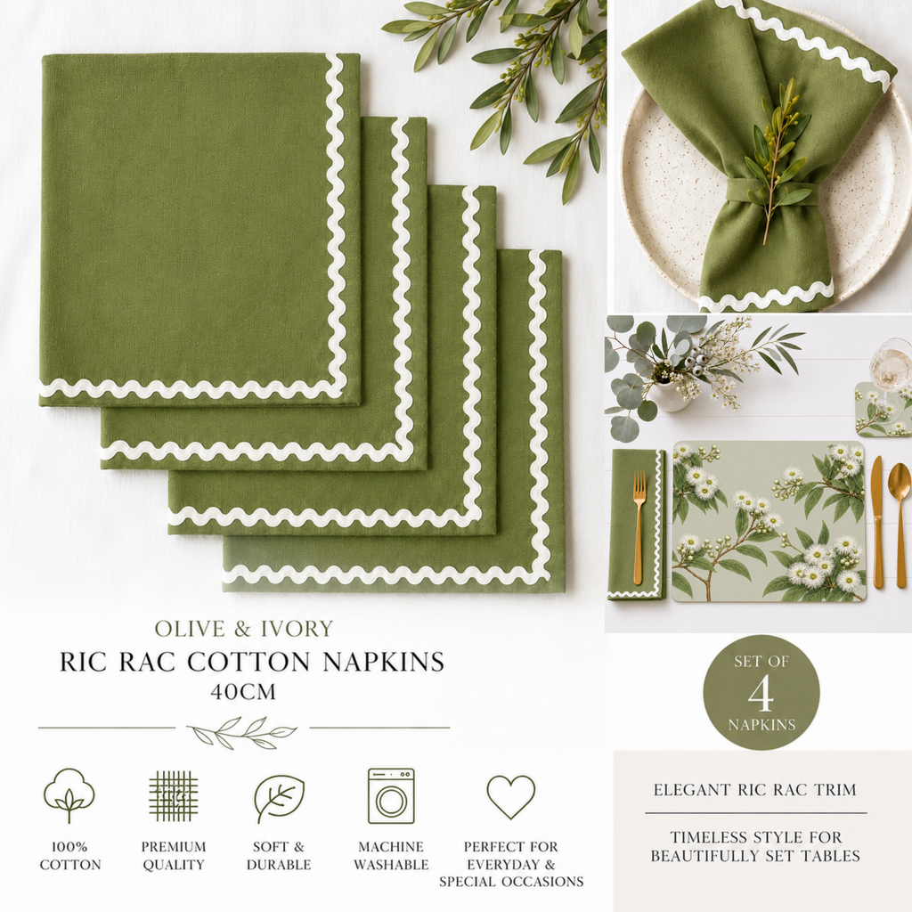 Snowgum Eucalyptus Placemats – Set of 4,6 or 8