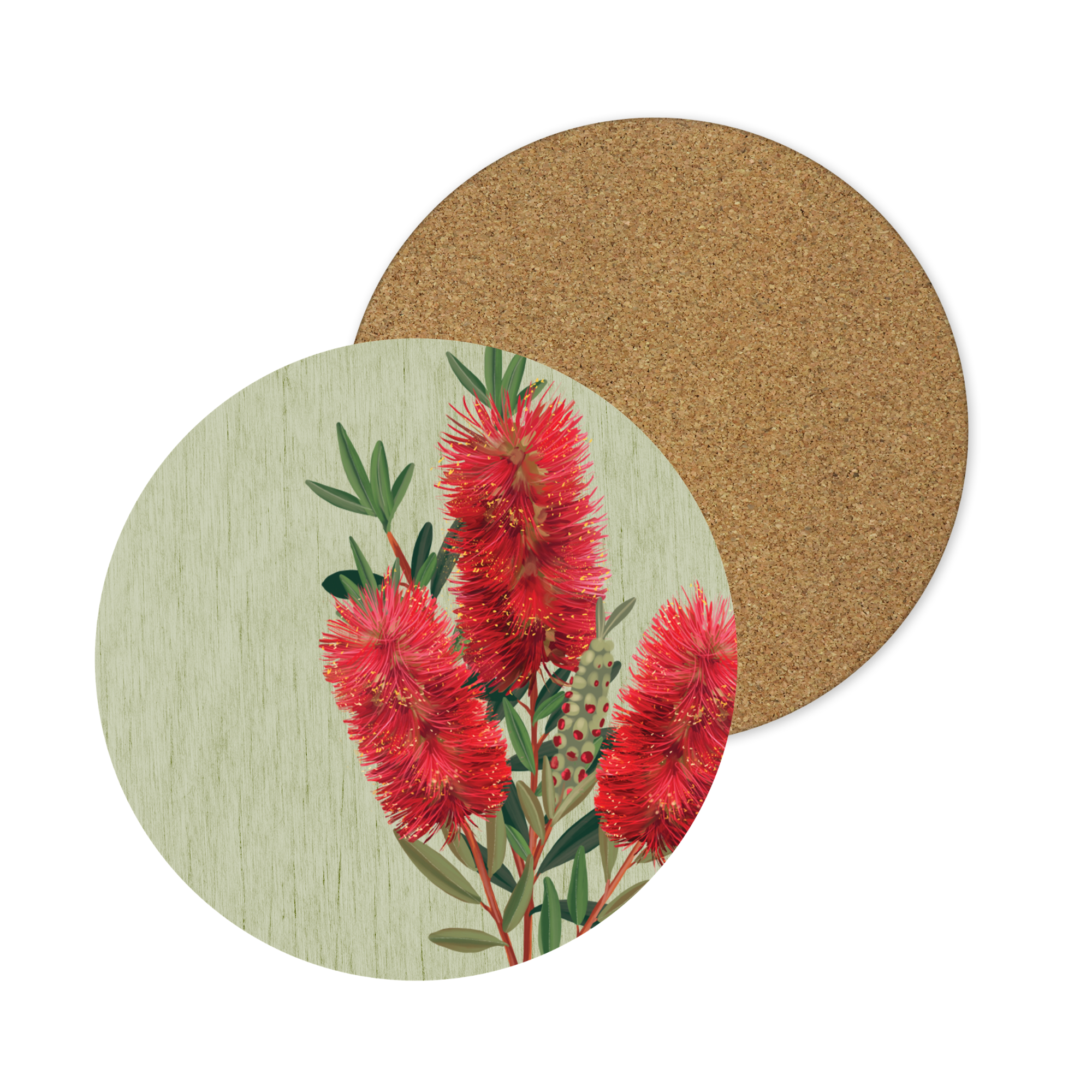 Bottlebrush Bloom Australian Native Round Placemats – Set of 4,6 or 8
