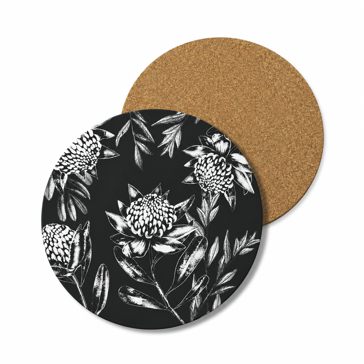 Black Waratah Australian Native Round Placemats – Set of 4,6 or 8