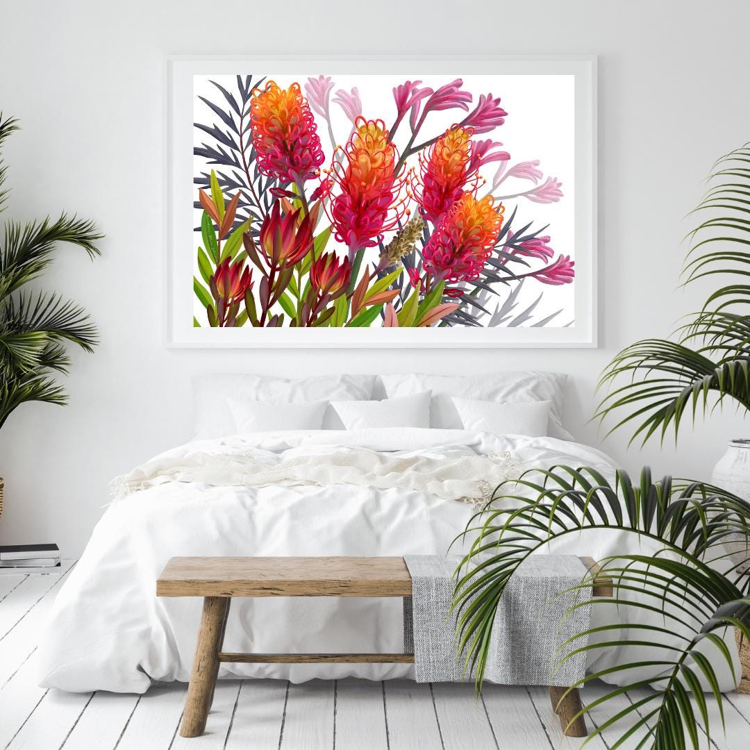 Vibrant Grevillea Australian Botanical Wall Art – Digital Download