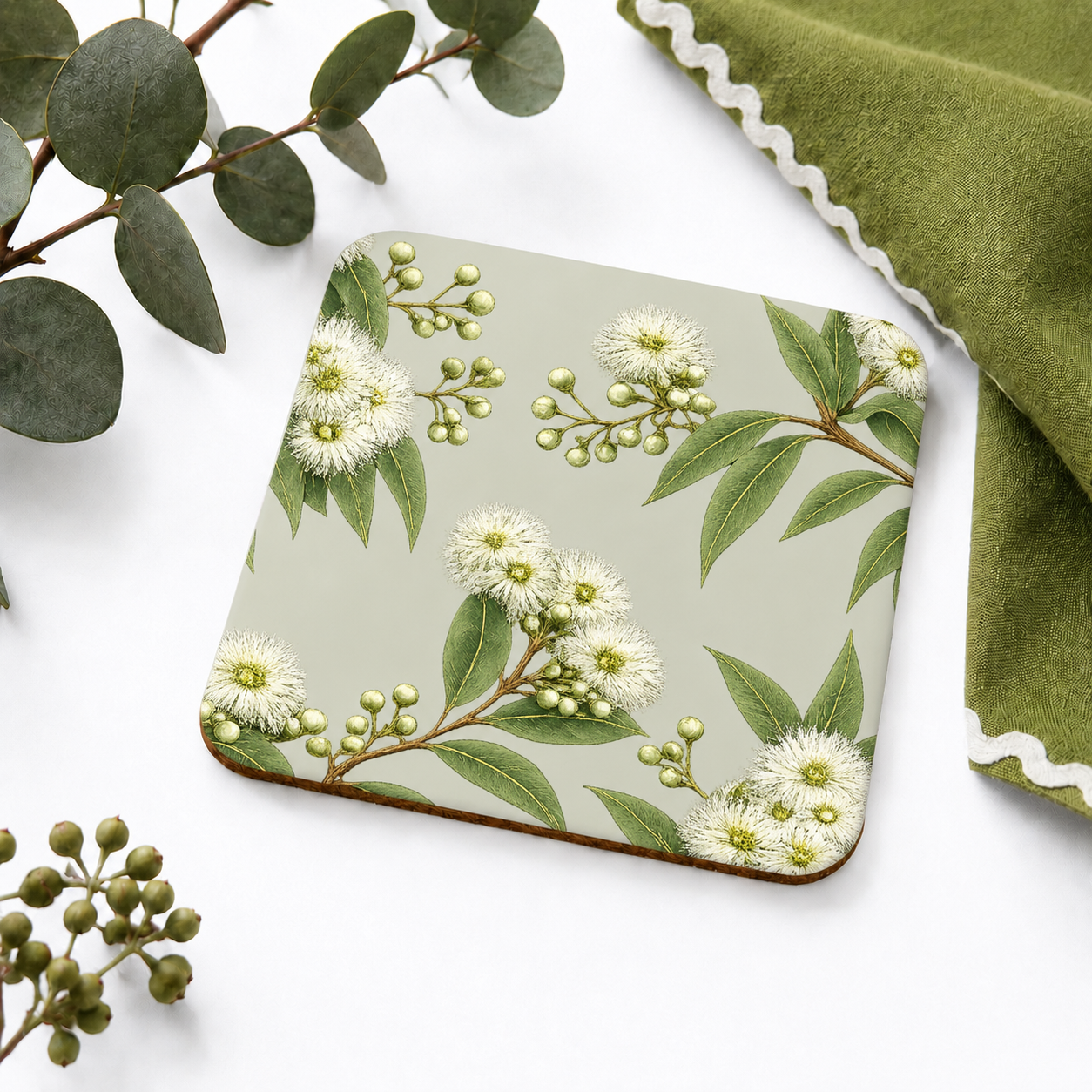 Snowgum Australian Floral Square Coaster