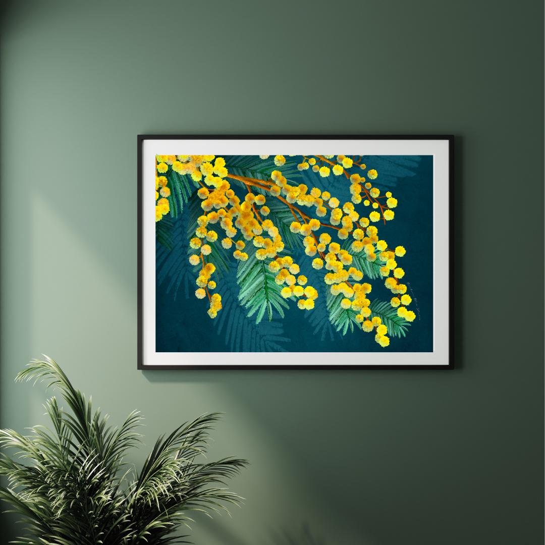 Golden Wattle – Australian Native Botanical Digital Art Print