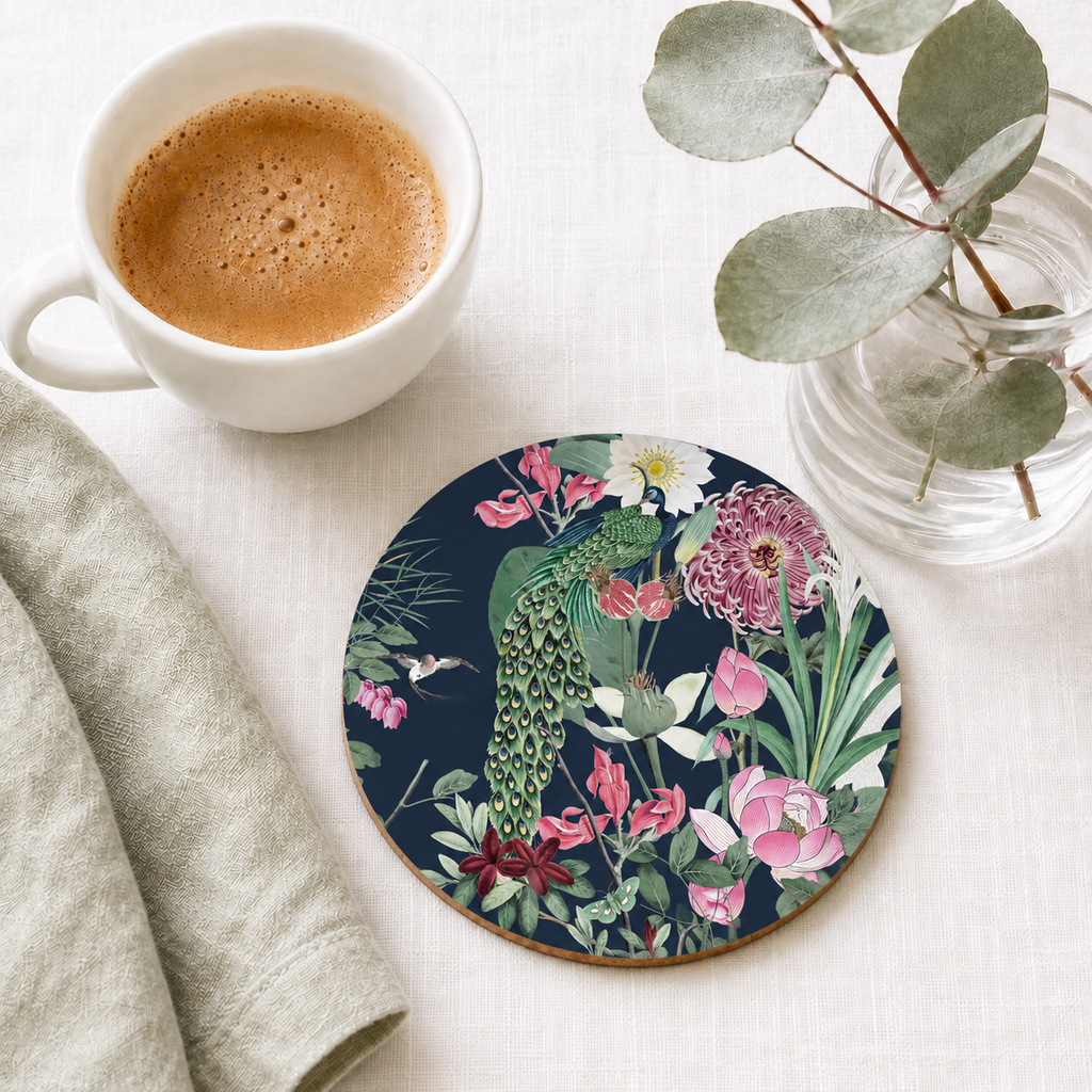 Bamboo Bloom Peacock Garden Coaster