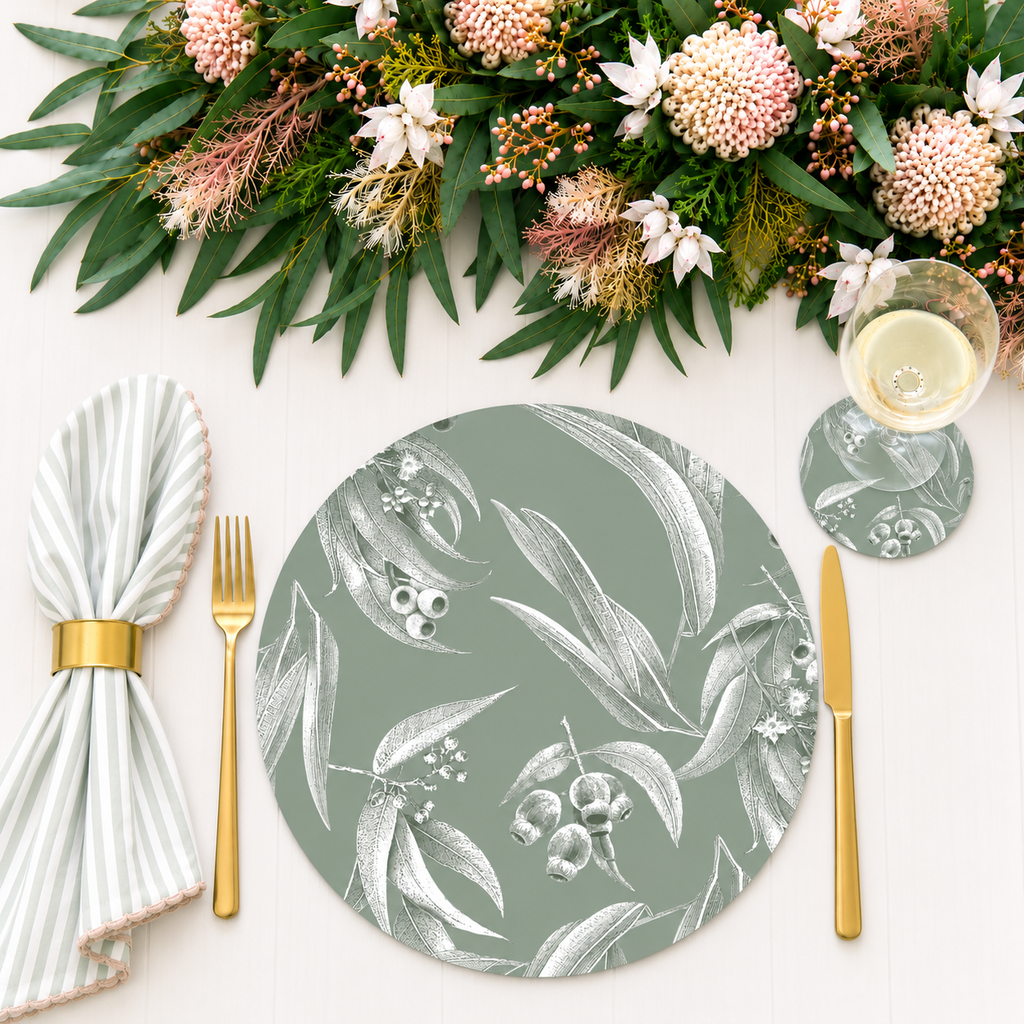 Silvergum Australian Native Round Placemats – Set of 4 or 6