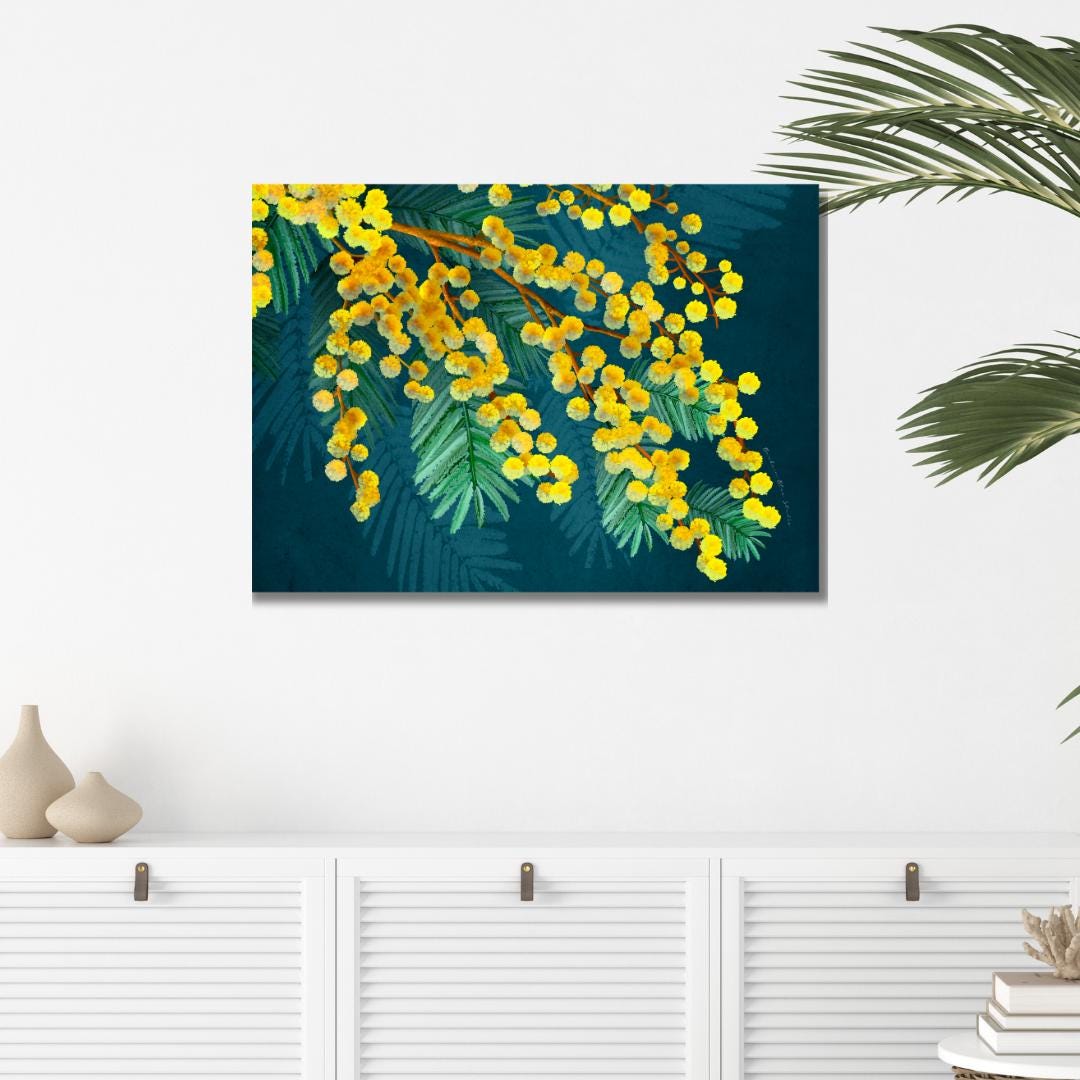 Golden Wattle – Australian Native Botanical Digital Art Print