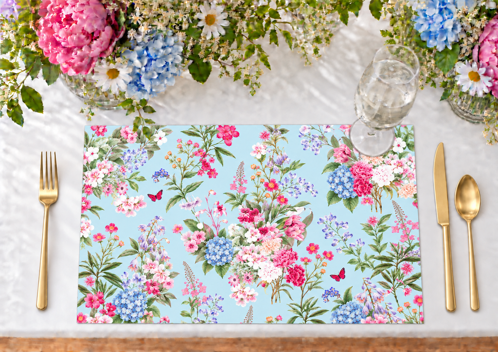 Highclere Hydrangea Paper Placemats – A3 Pad of 24 Sheets