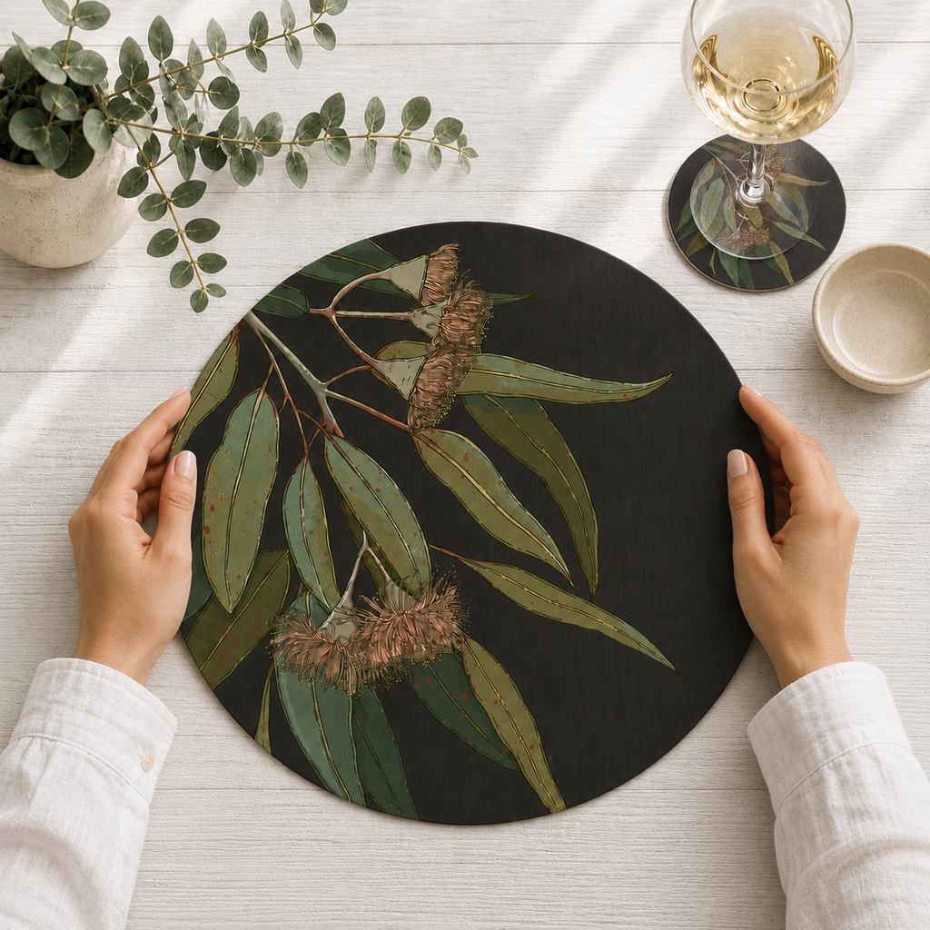 Hanging Eucalytpus Australian Native Round Placemats – Set of 4,6 or 8