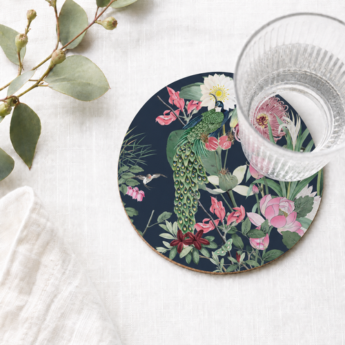 Bamboo Bloom Peacock Garden Coaster