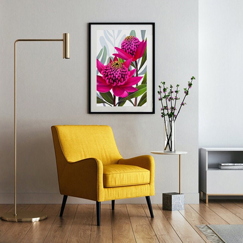 Beacon of the Bush – Pink Waratah Australian Botanical Digital Art Print
