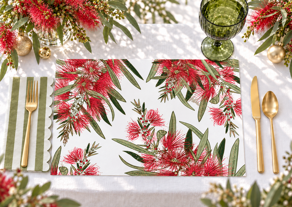 Australian Bottlebrush Paper Placemats – A3 Pad of 24 Sheets