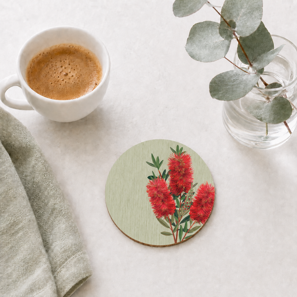 Bottlebrush Bloom Australian Floral Coaster