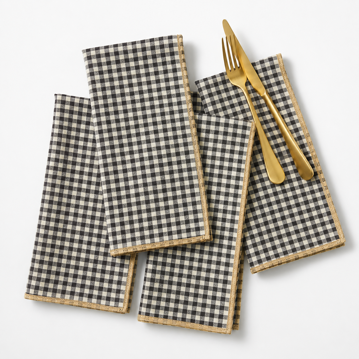 Black Gingham Cotton Napkins – Set of 4,6,8