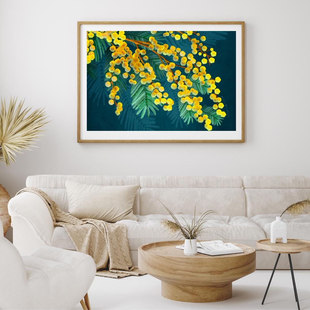 Golden Wattle – Australian Native Botanical Digital Art Print