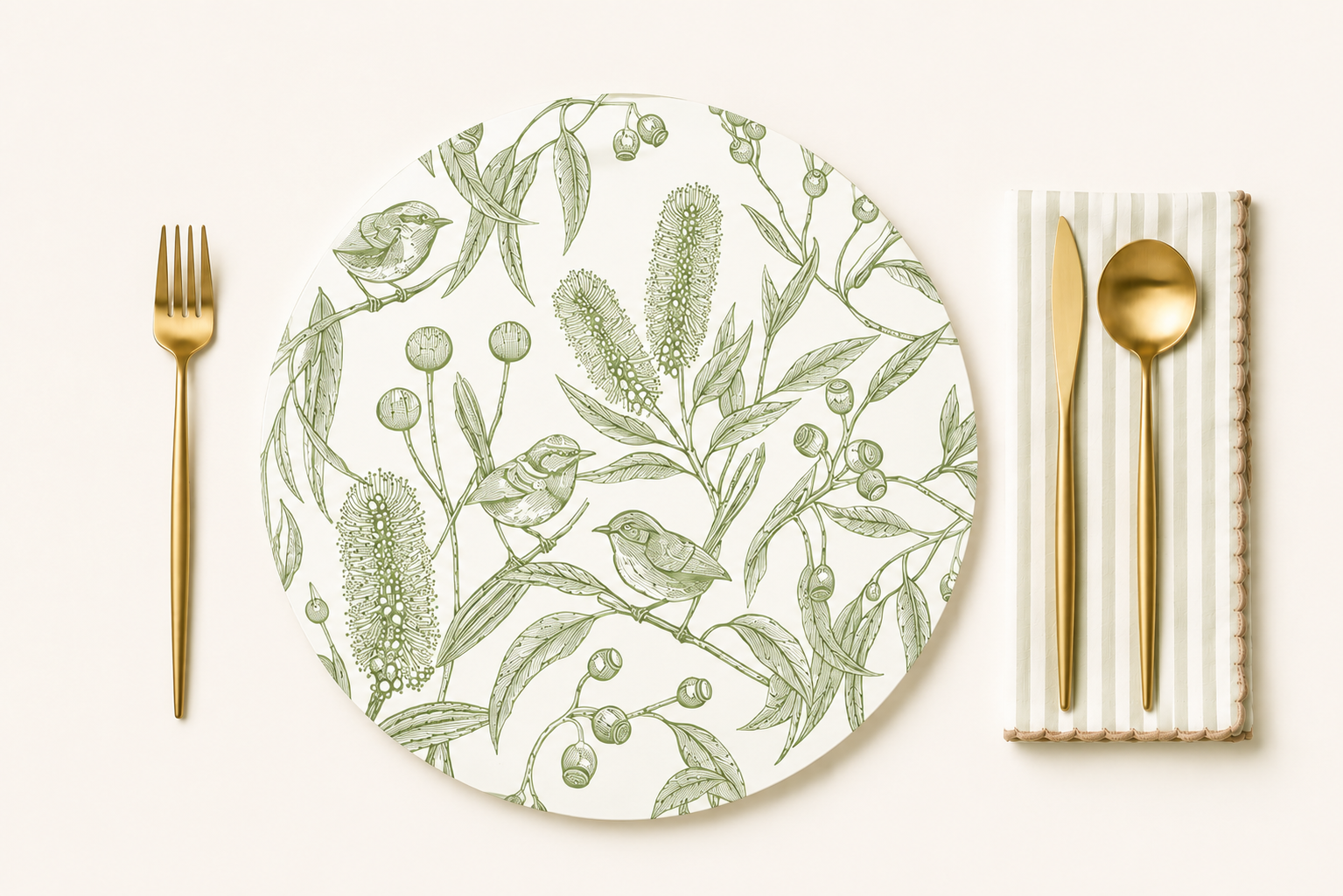 Eucalyptus Song Australian Native Round Placemats – Set of 4,6 or 8