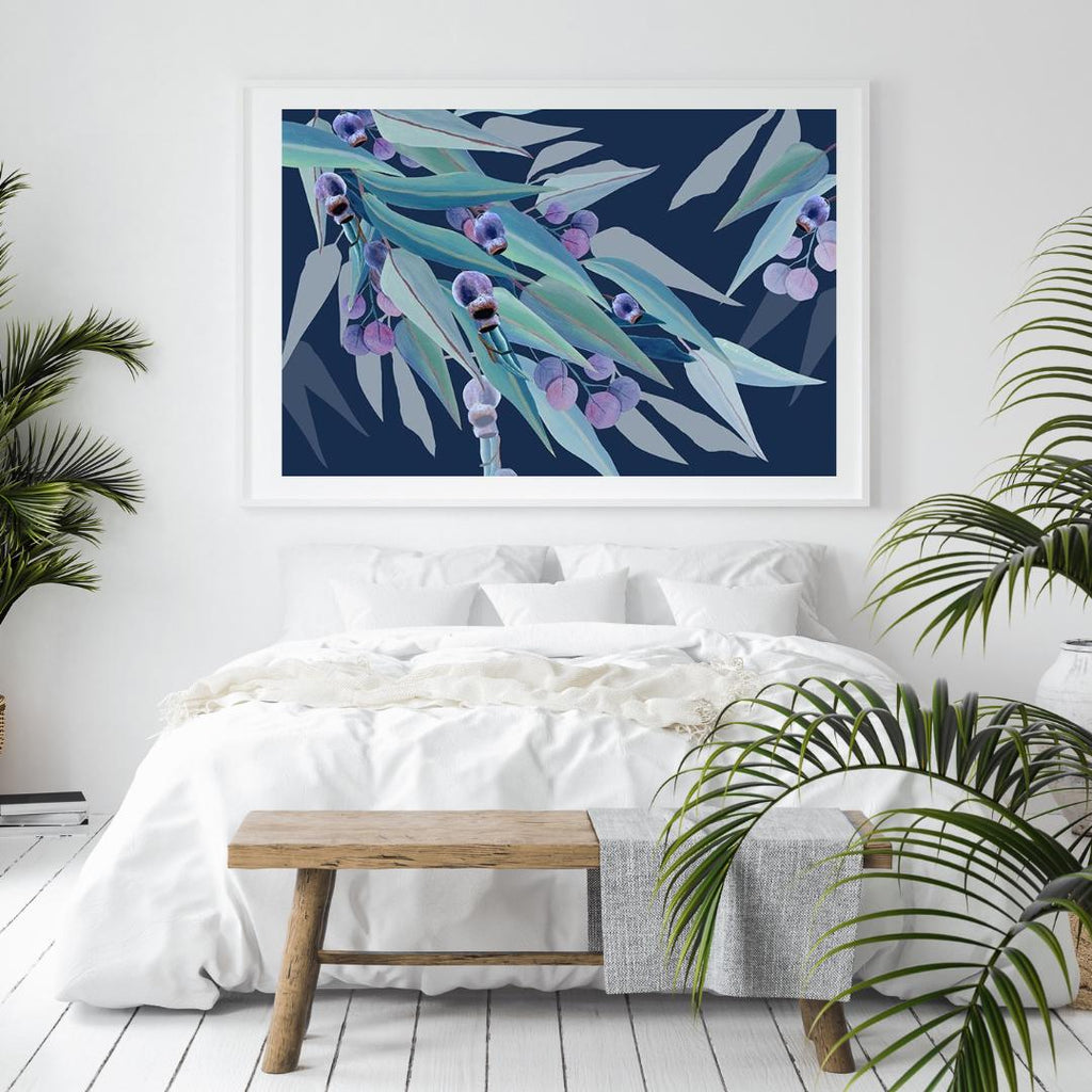 Jarrah Dreaming Navy – Australian Eucalyptus Landscape Digital Art Print