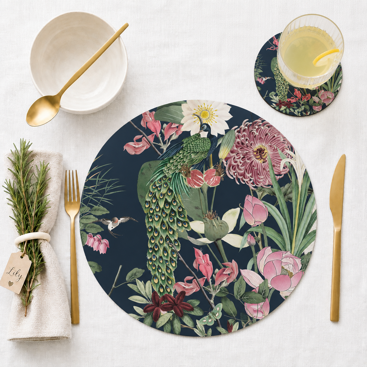 Bamboo Bloom Round Placemats – Set of 4 ,6 or 8
