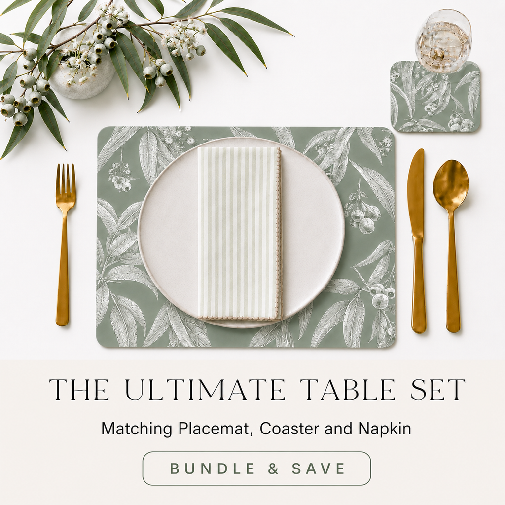 Whispering Eucalyptus Australian Native Round Placemats – Set of 4,6,8