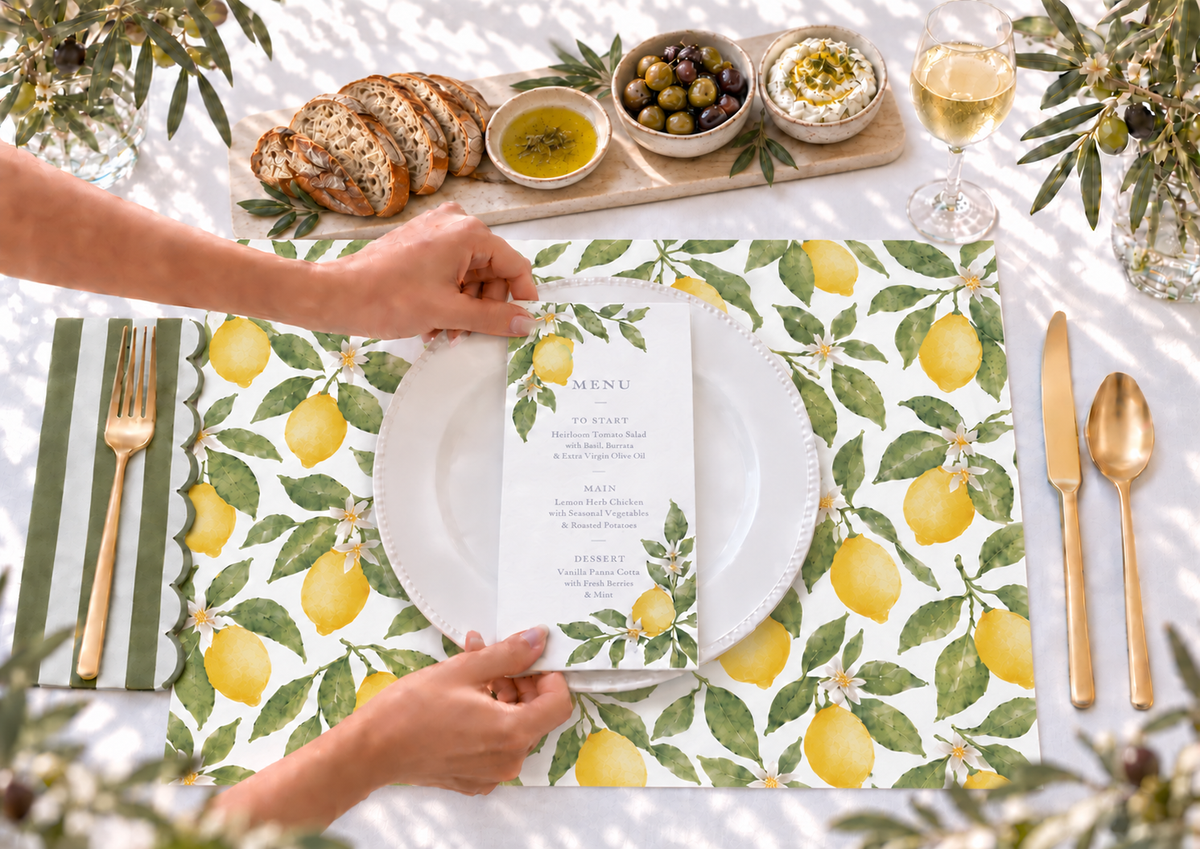 Roma Lemoncello Paper Placemats – A3 Pad of 24 Sheets