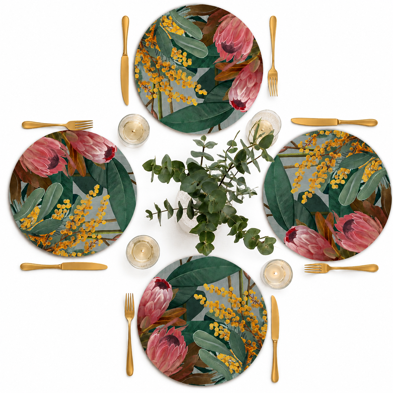 Bundaleer Australian Native Round Placemats – Set of 4,6 or 8