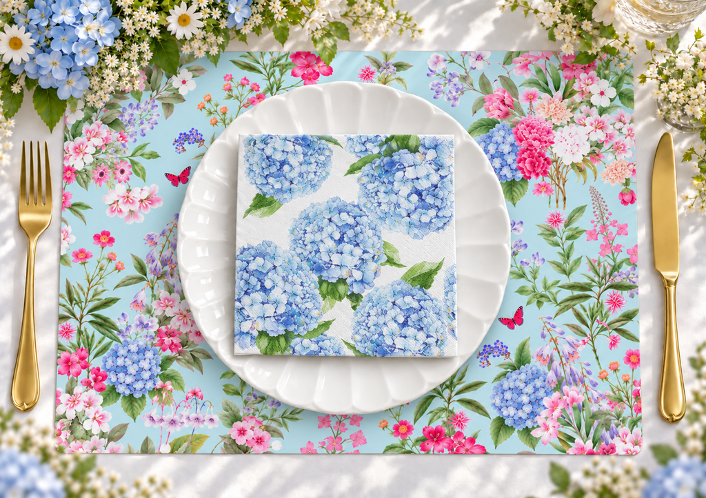 Highclere Hydrangea Paper Placemats – A3 Pad of 24 Sheets