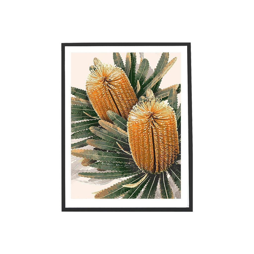 Golden Banksia – Australian Botanical Digital Art Print