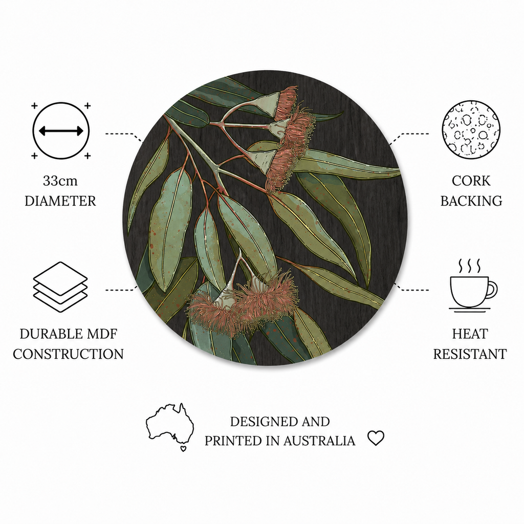 Hanging Eucalytpus Australian Native Round Placemats – Set of 4,6 or 8