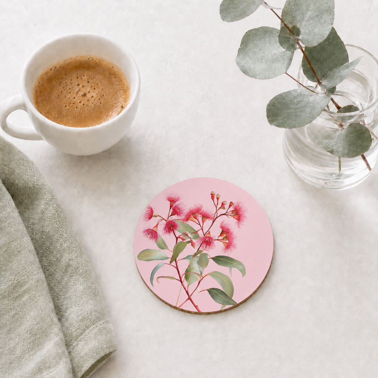 Pink Gum Australian Floral Coaster