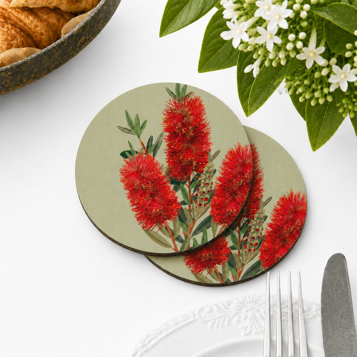 Bottlebrush Bloom Australian Floral Coaster