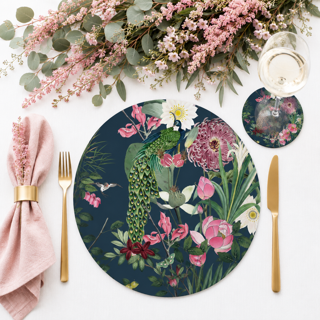 Bamboo Bloom Peacock Garden Coaster