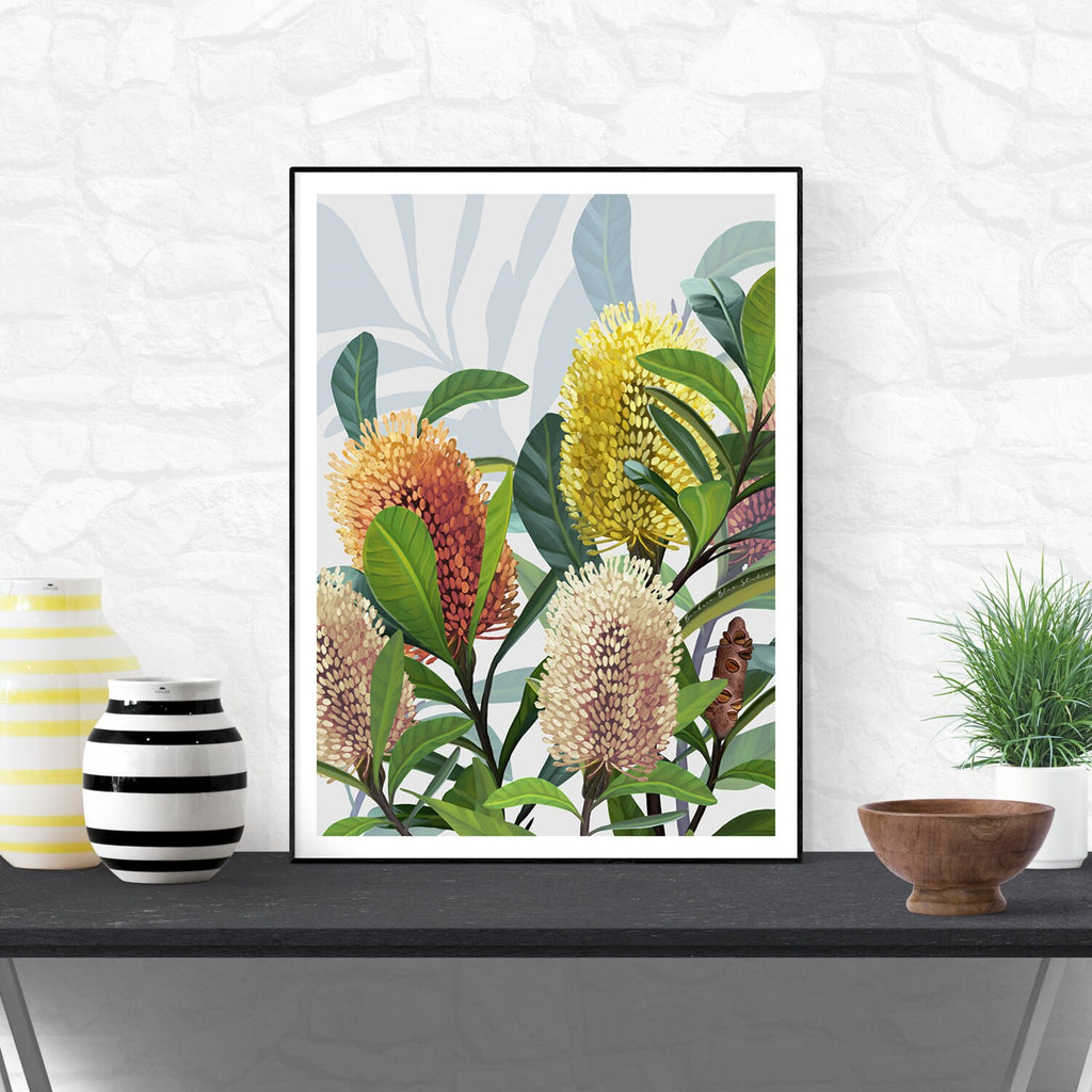 Saltbush – Australian Banksia Botanical Digital Art Print