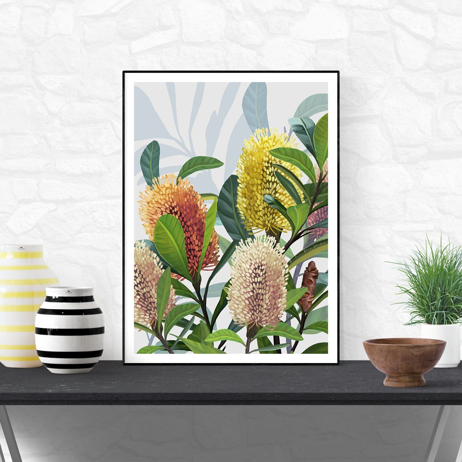 Saltbush – Australian Banksia Botanical Digital Art Print