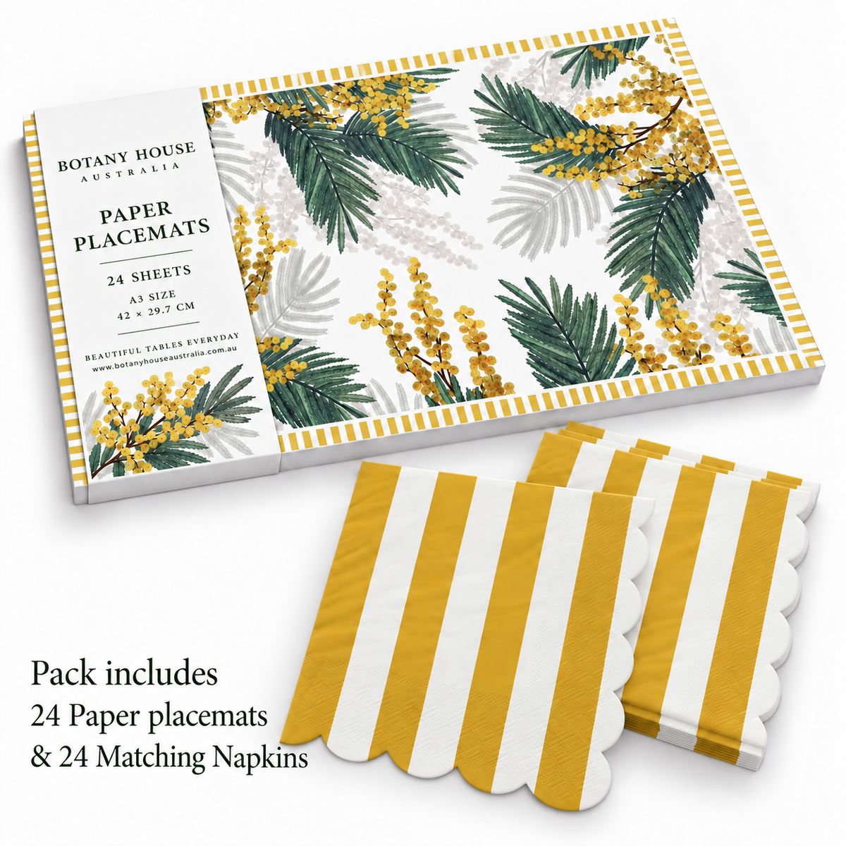 Sunshine Wattle Paper Placemats – A3 Pad of 24 Sheets