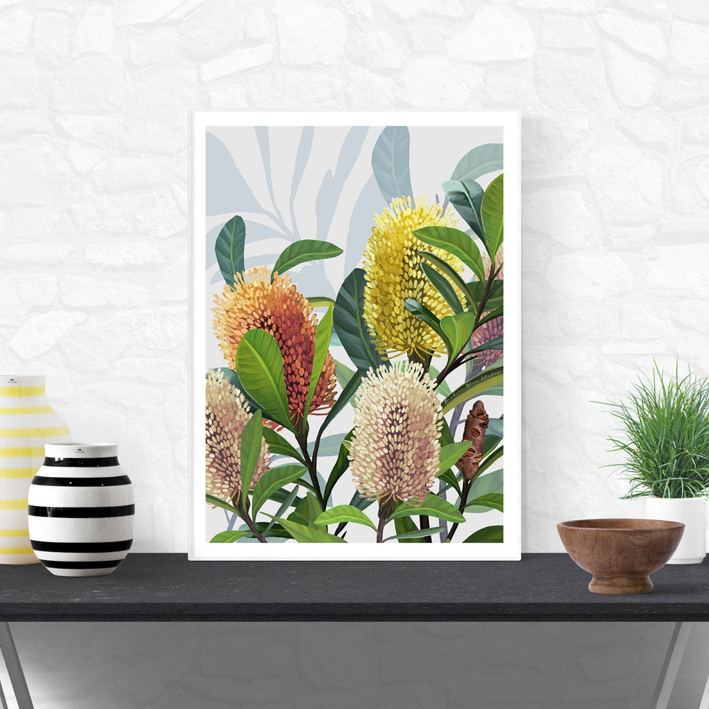 Saltbush – Australian Banksia Botanical Digital Art Print