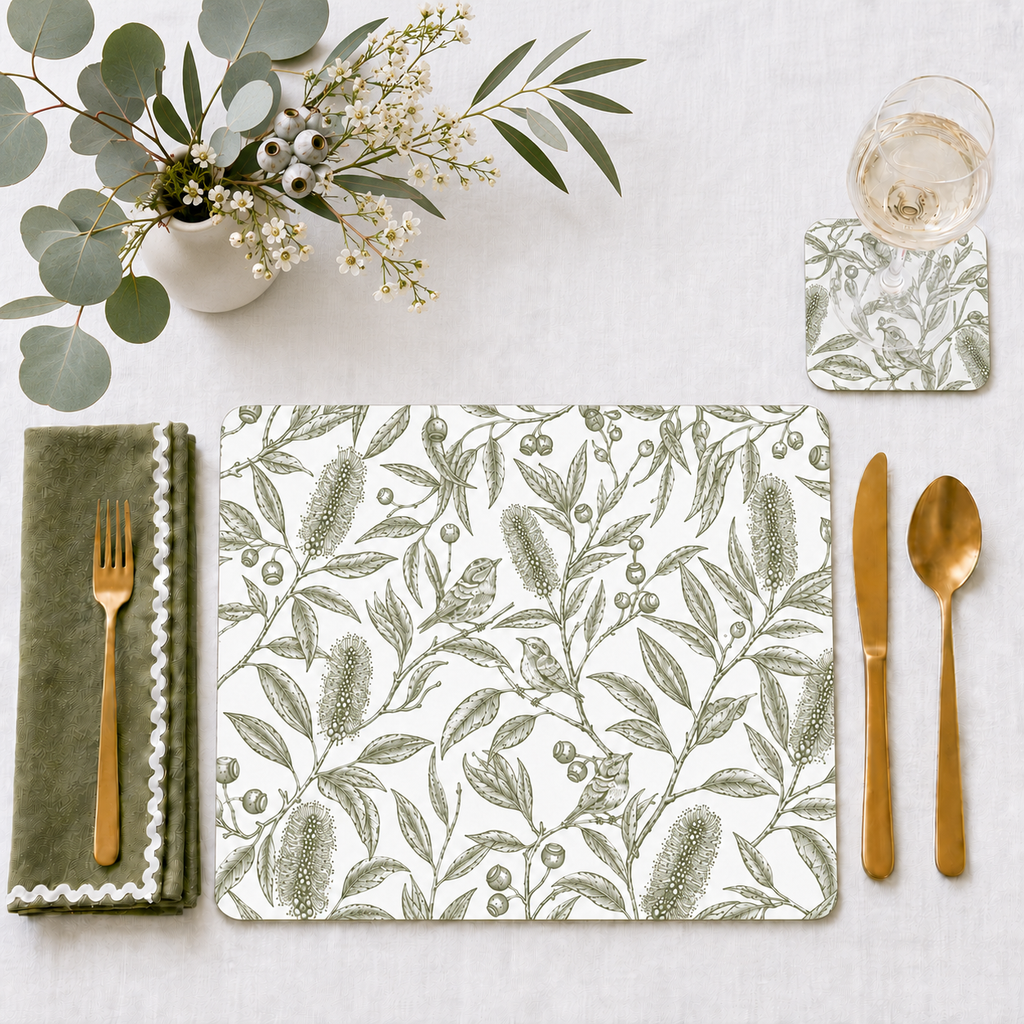 Olive Green Ric-Rac Cotton Napkins – Set of 4,6,8