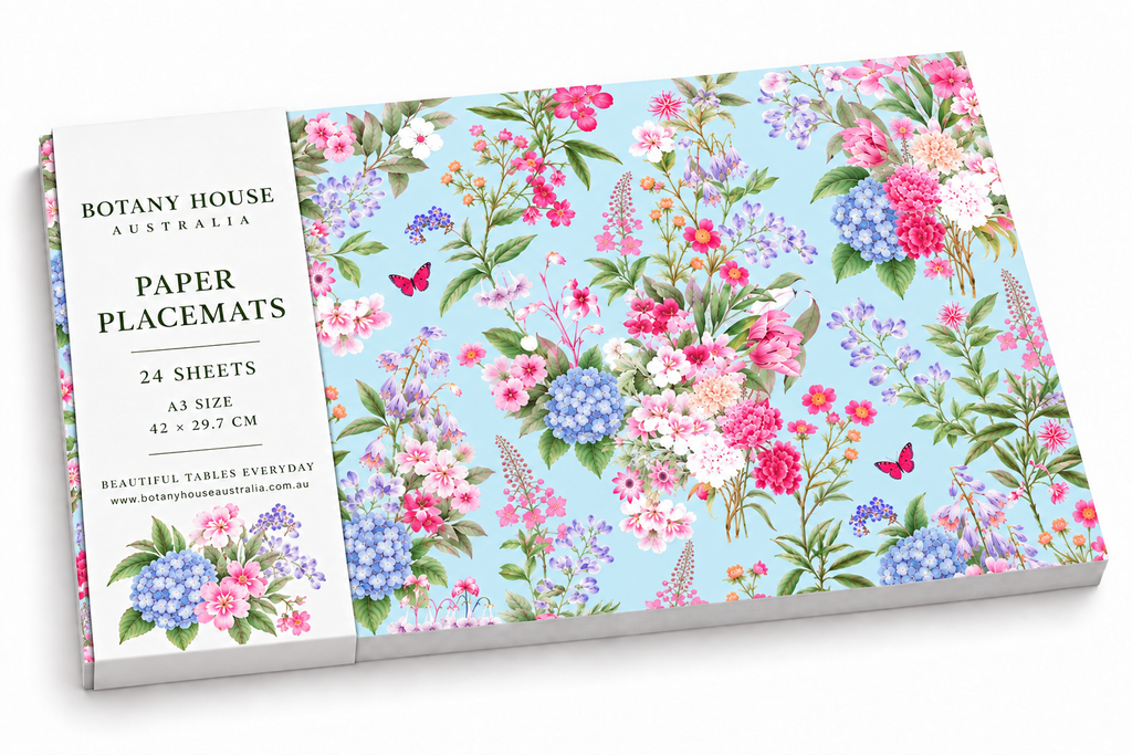Highclere Hydrangea Paper Placemats – A3 Pad of 24 Sheets