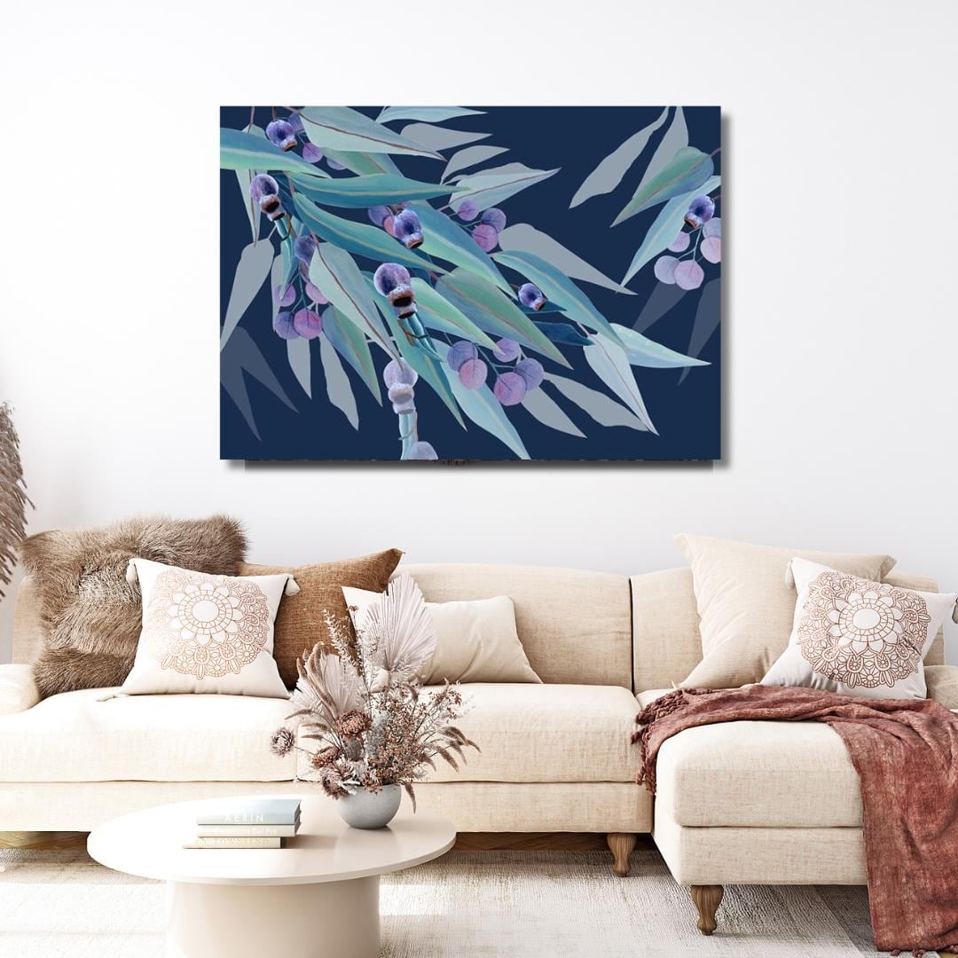 Jarrah Dreaming Navy – Australian Eucalyptus Landscape Digital Art Print
