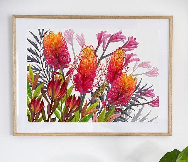 Vibrant Grevillea Australian Botanical Wall Art – Digital Download